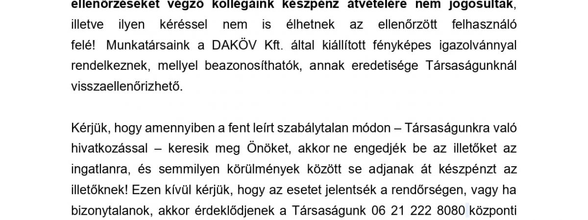 Csalók Figyelem! - Daköv tájékoztatása